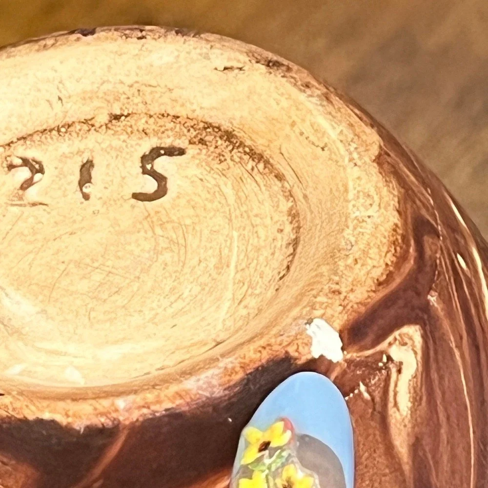 Vtg Pine Scent Pottery Vase Faux Bois Woodgrain Brown MCM‎ Retro Boho Chic